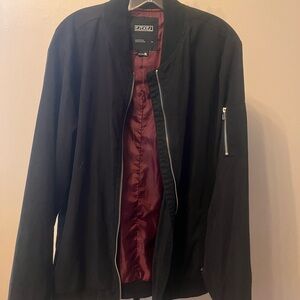 Ezekiel Black Bomber Jacket with Burgundy Lining